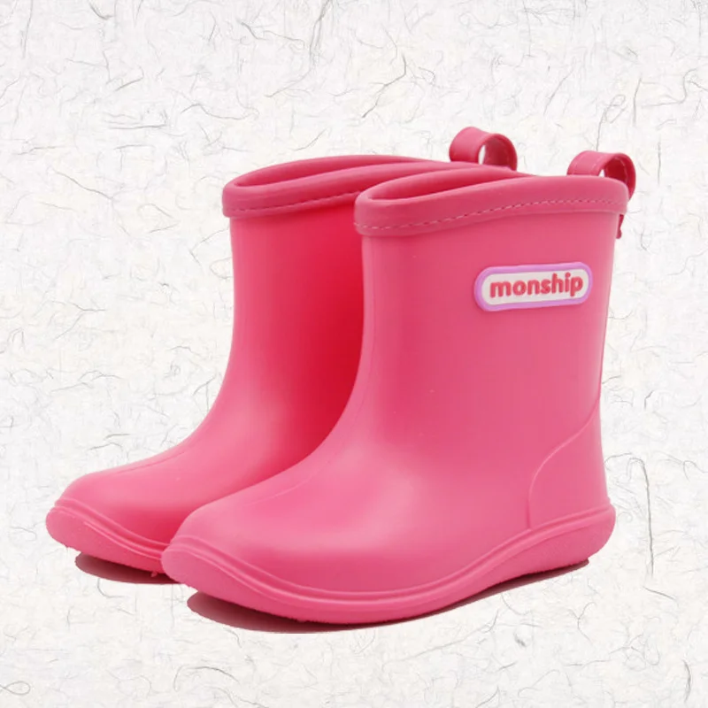 

Baby boys and girls rain boots All seasons solid ankle height waterproof shoes for children Cute kids antiskid rainboots