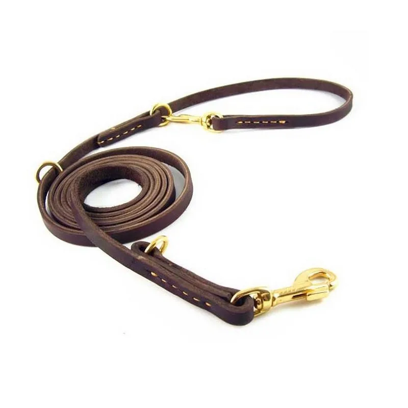 Double Leashes Soft Leather Adjustable P chainReal Leather Dog Leash K9