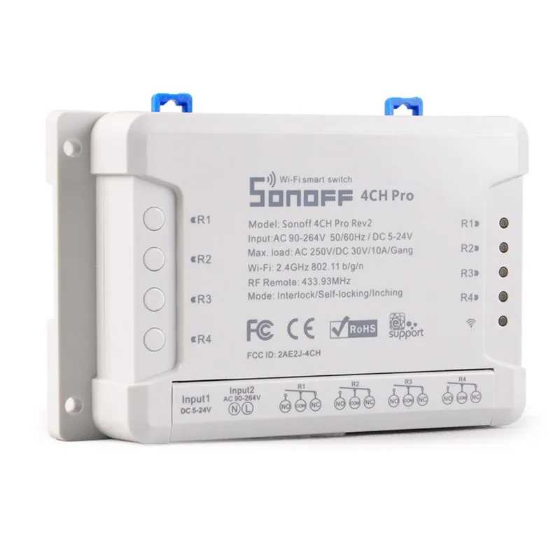 Sonoff 4CH Pro R2 Расширенный смарт-коммутатор 4 канала 433 МГц 2,4G Wifi Пульт дистанционного управления смарт-коммутатор для бытовой техники