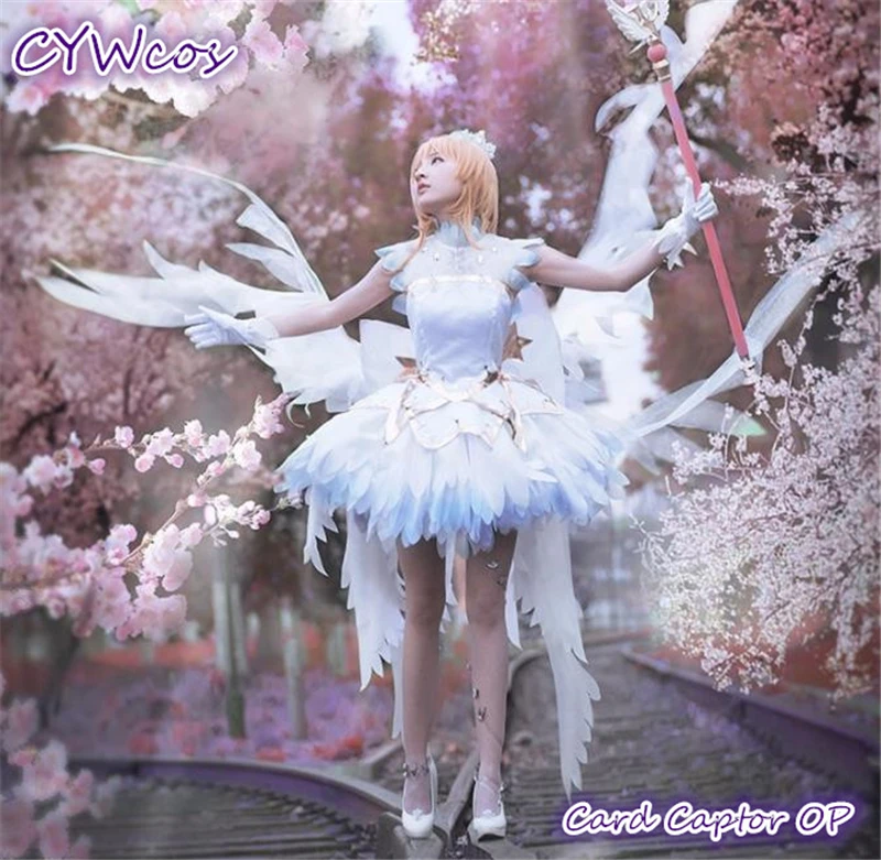 Женский костюм для косплея с прозрачными картами и кристаллами SAKURA Angel летние