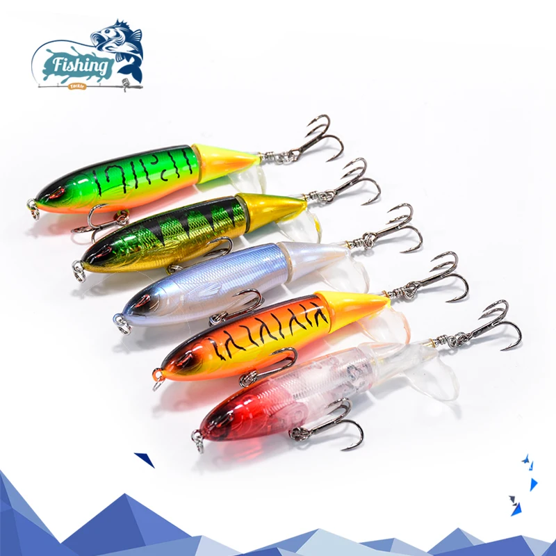 

New Fishing Lure Popper 10cm/13.2g Topwater Artificial Bait Hard Plopper Soft Rotating Tail Fishing Tackle Hooks Lures Bait
