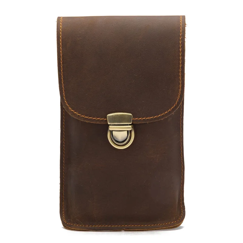 melhor Pacote de Sacos de Cintura dos homens de Couro genuíno Estilo Retro Masculino Fanny Pacote de Telefone Saco de Cartão de Dinheiro Homens Bolsa de Cinto Gancho heuptas do Presente do vintage