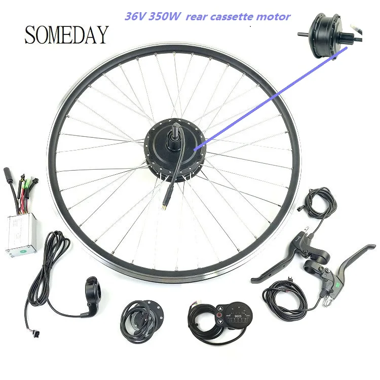 

SOMEDAY Ebike Electric Bicycle Conversion Kit 36V350W Rear Cassette Motor Wheel 16-28inch 700c with LED900S display
