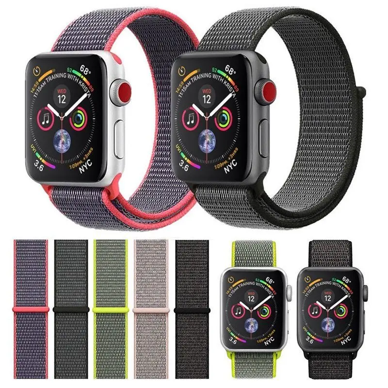 

Smartwatch Nylon Band For Apple Watch 4/3/2/1 Flexible Soft Replacement Loop Bracelet Strap 38mm 42mm For iWatch Sport Series