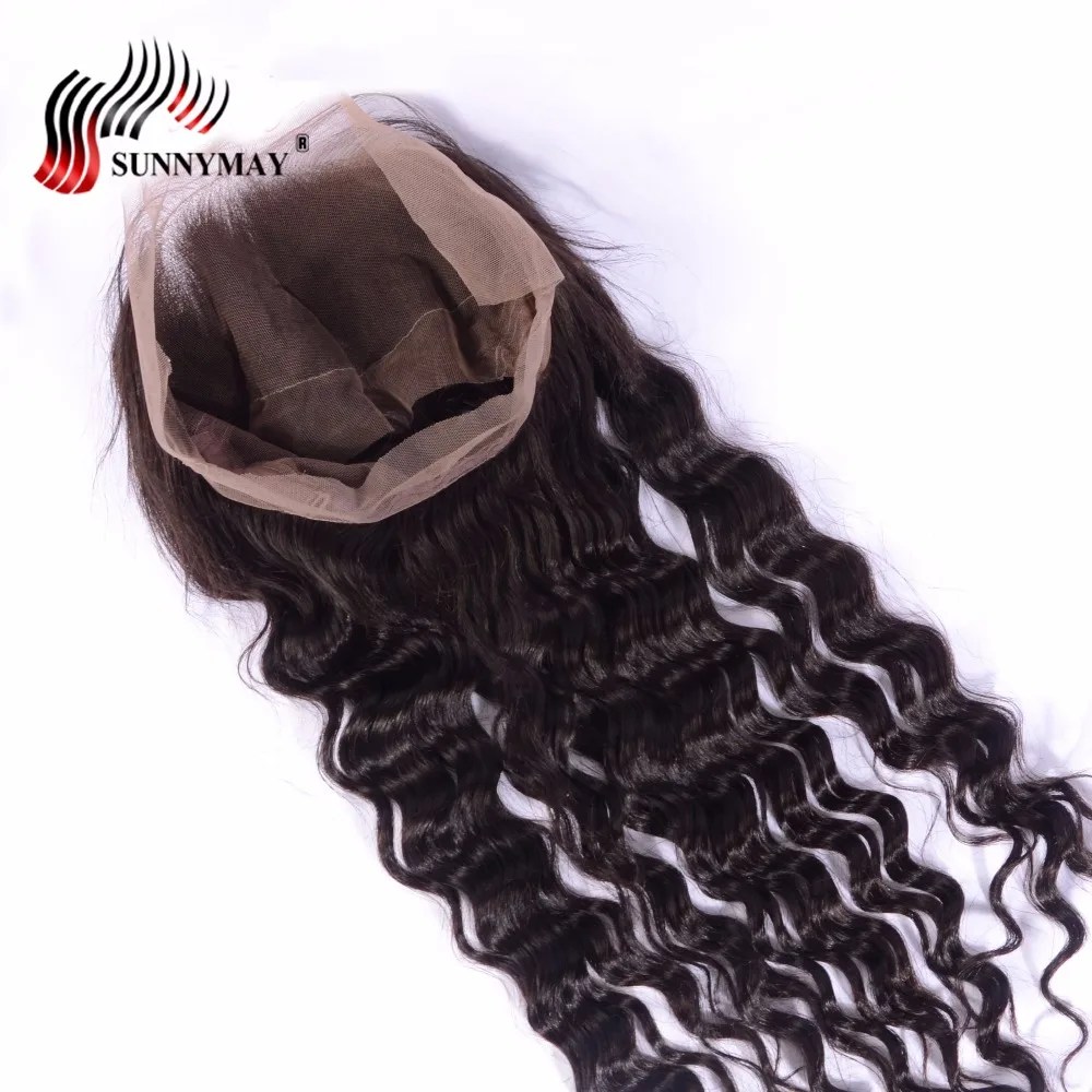 Suunymay Pre Plucked 360 Lace Frontal Loose Deep Wave Brazilian Virgin Human Hair Lace Frontal Closure With Baby Hair