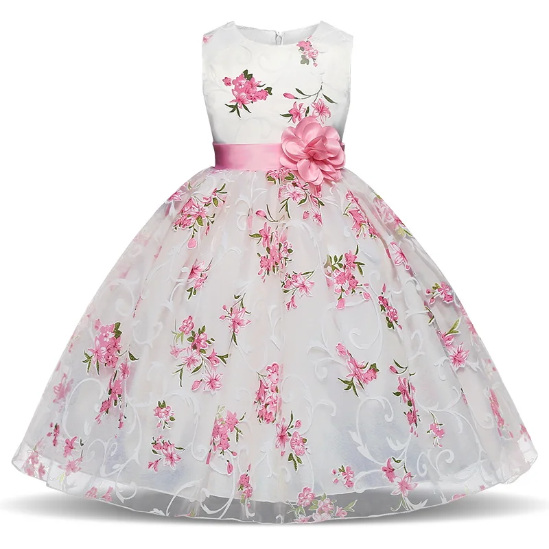Berngi/Платья с цветочным узором для девочек для свадебной вечеринки; платье принцессы без рукавов с вышивкой для маленьких девочек; детская праздничная одежда; Vestidos - Цвет: Color 21