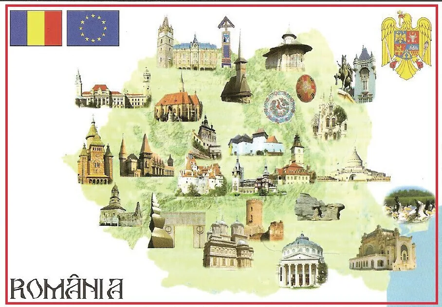 

Free Shipping 78*54*3mm Old Postcard,ROMANIA MAP Metal Wrapped Souvenir Fridge Magnets 20345 Rigid Plate Tourist Memories