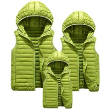 Осенне-весенне-зимняя семейная куртка для мальчиков и девочек детский жилет на белом утином пуху теплый детский жилет детский хлопковый однотонный S-4XL