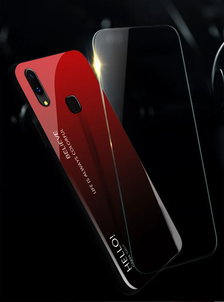 Tempered Glass Case for Vivo Y95 Y91 Y93 Y67 Y79 Y75 Y85 Y97 Cover Gradient Glass Case for Vivo X23 X9 X9s V11 Pro V11i V7 Z3i  (2)