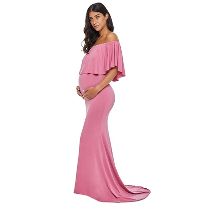 Макси-реквизит для фотосессии платья для беременных для фотосессии платье без Плеч для беременных Платья для беременных длинное розовое платье - Цвет: pic