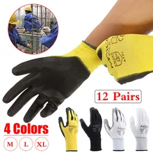 Safurance 12 пар ПУ нитриловые защитные рабочие перчатки садовые строительные рукавицы с захватом Размер M/L/XL защита рук