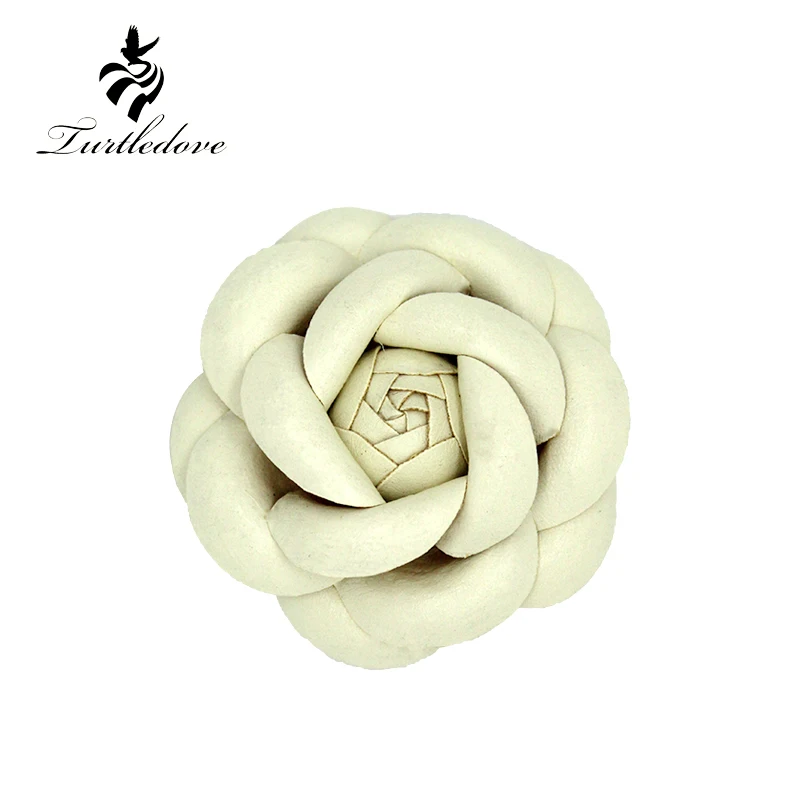 

high-grade PU leather cloth Camellia Flower Brooch Large size 7CM