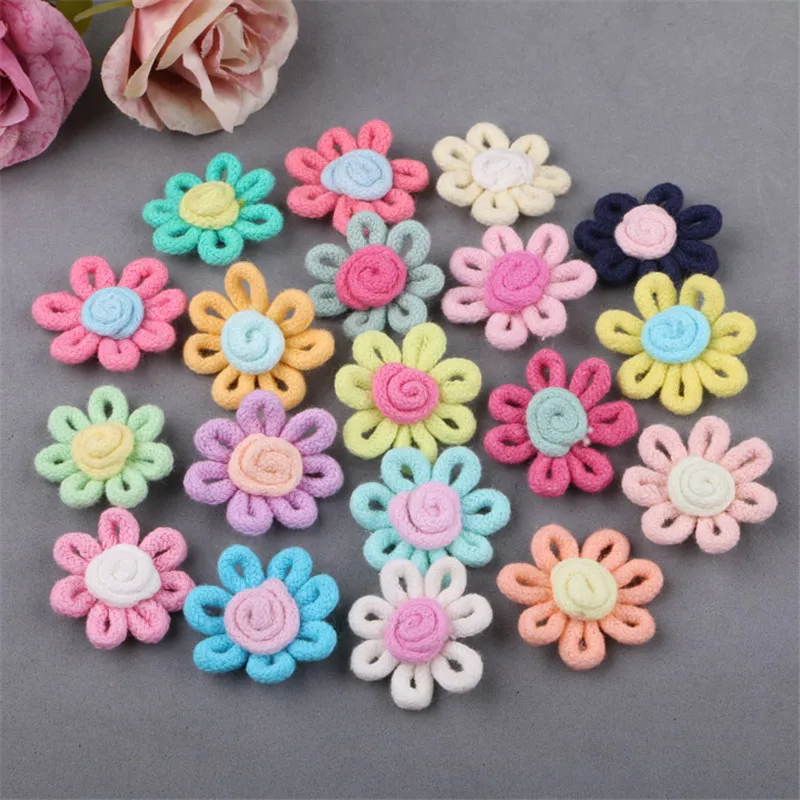 

Wholesale 100PCS Handmade Kawaii Fabric Spring Flowers for Girls Hair Jewelry Clips Headband Decoration Todler Headwear DIY