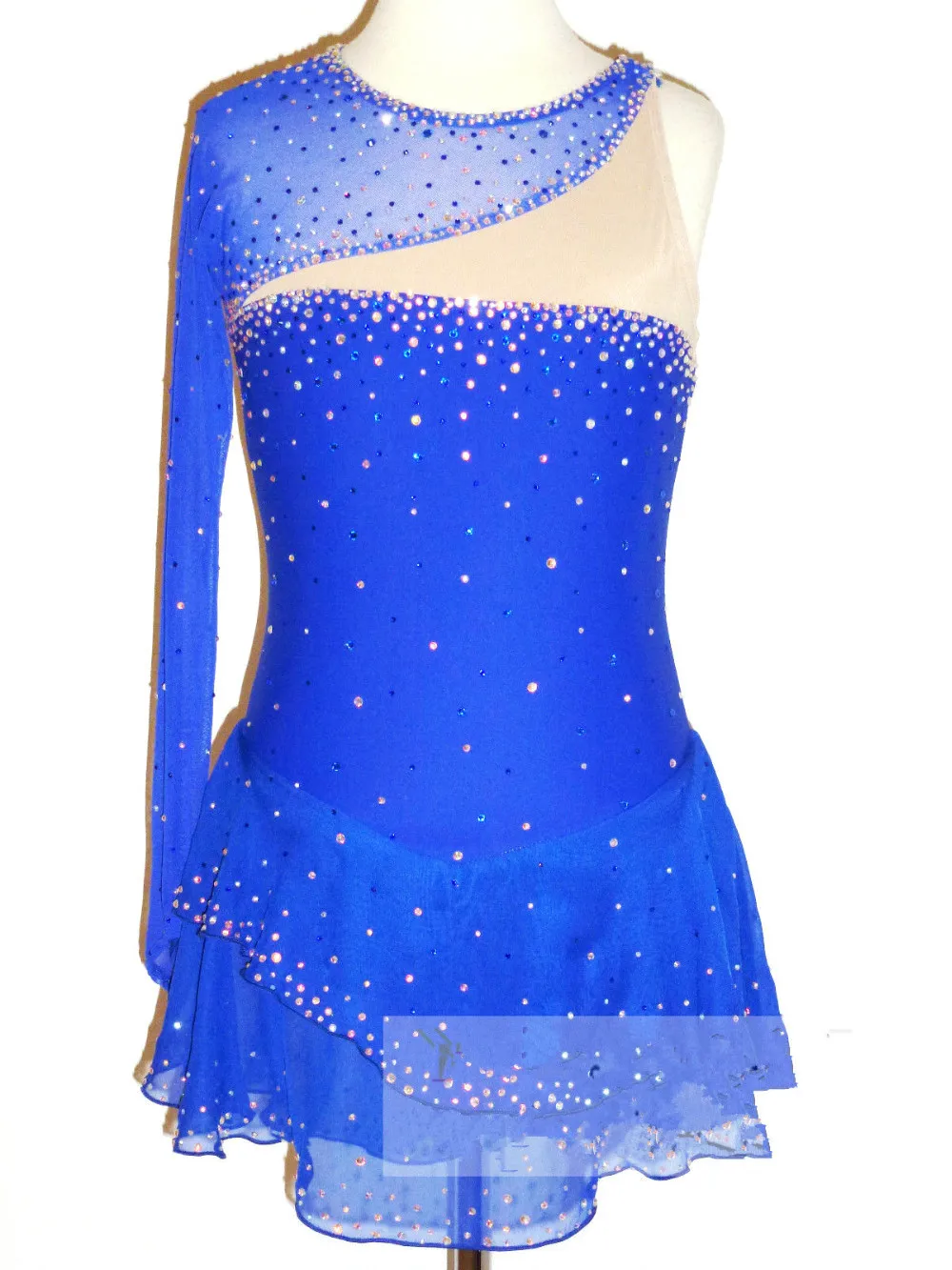 Customized figure skating dress blue ice skating performance clothing Customized figure skating dress blue ice skating performance clothing