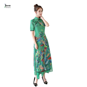 

Fashion New Summer Women's Long Dress Chinese Reformative Slim Cheong-sam Long Qipao Party Dress S M L XL XXL YZT081201