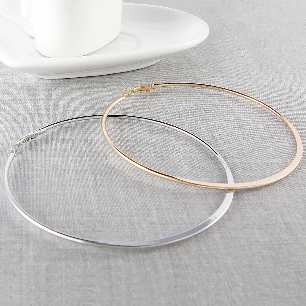Personality Super Big Circles Hoop Earrings For Women Fashion Gold Silver Color Jewelry Trendy Big Round Circle Earrings 7
