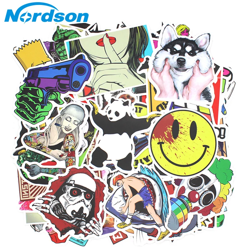 

200 PCS Random Vinyl Skateboard Travel Case Helmet Sticker Decal ATV Motorcycle Car Stickers Fashion Rossi Funny Sticker Bomb