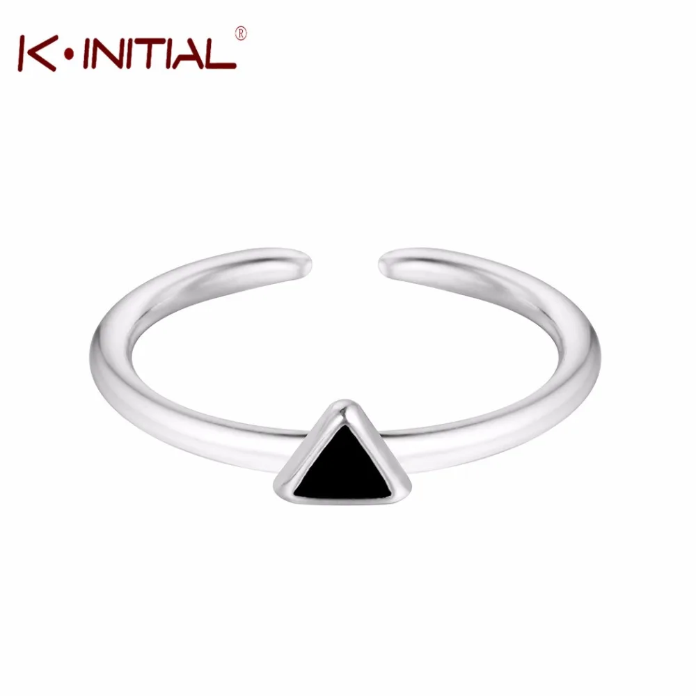 

Kinitial Fashion Black Triangle Rings for Women Girls Lovely Gift Statement Jewelry Adjustable Size Geometric Ring