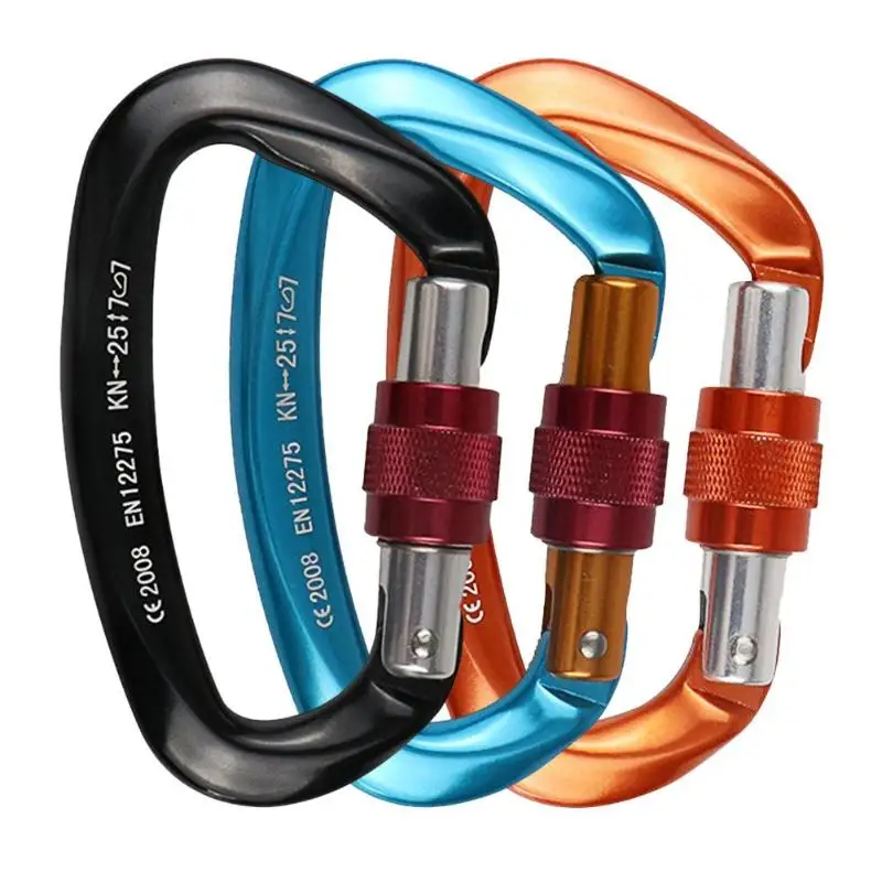 

Professional Carabiner D Shape 25KN Climbing Buckle Security Safety Lock Outdoor Rock Climbing Equipment