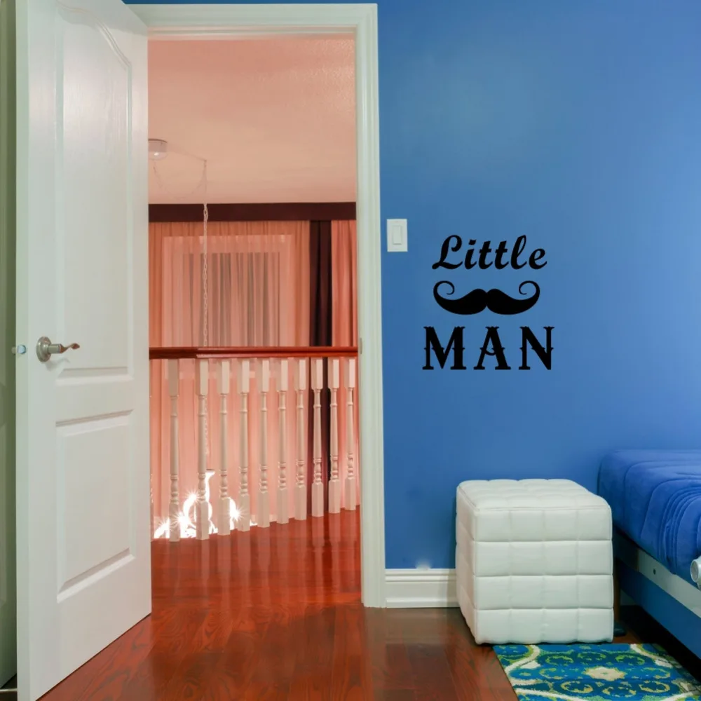 

Little Man with Moustache Quotes Wall Sticker Home Decor for Boys Room Bedroom Decoration