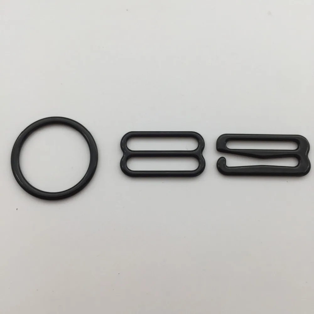 

100pcs/lot Black Bra Adjuster Metal Slider Hook Ring for Bikini Lingerie