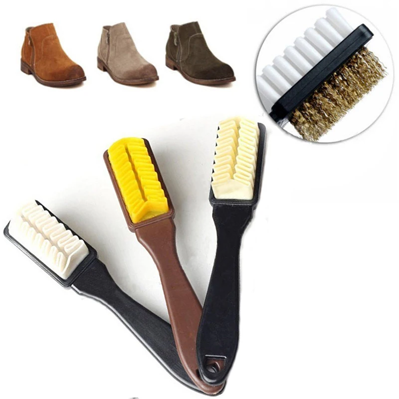 2-Sided Cleaning Brush Rubber Eraser Set Fit for Suede Nubuck Shoes Steel + plastic + rubber Boot Cleaner