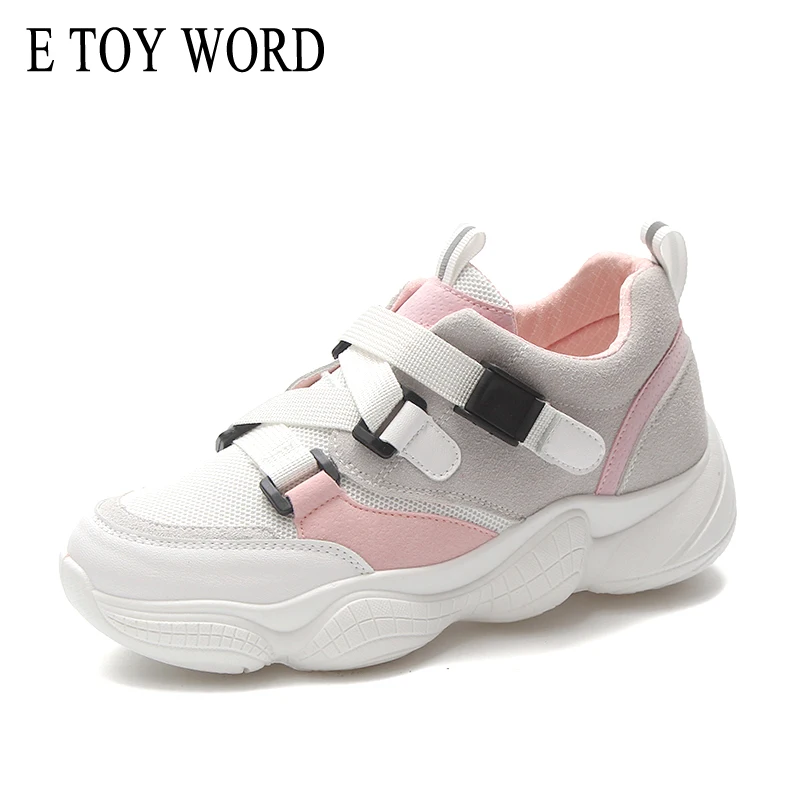 

E TOY WORD Platform Sneakers woman 2018 Autumn Casual Vulcanized shoes Buckle Strap Korean Harajuku shoes breathable women shoes