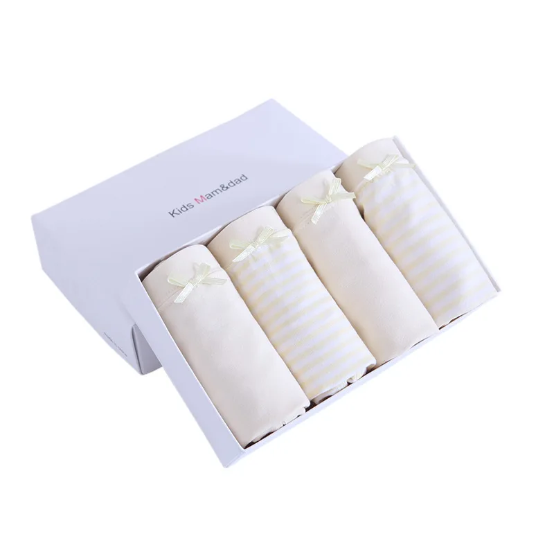 4pcs yellow 4 шт./упак. нижнее белье для девочек, трусики трусы-боксеры из хлопка для малышей, для девочек, однотонный Тренч Цвет, нижнее белье для девочек-подростков, розового и синего цвета детские трусы-боксеры - Цвет: 4pcs yellow