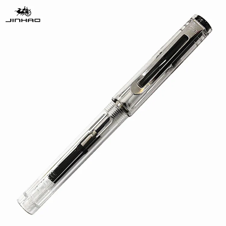 Jinhao599a авторучка чернильная ручка прозрачный пластик Pluma Stylo Plume Vulpen Stilografica канцелярский подарок для студента ручка опционально - Цвет: 599Atoumingbai