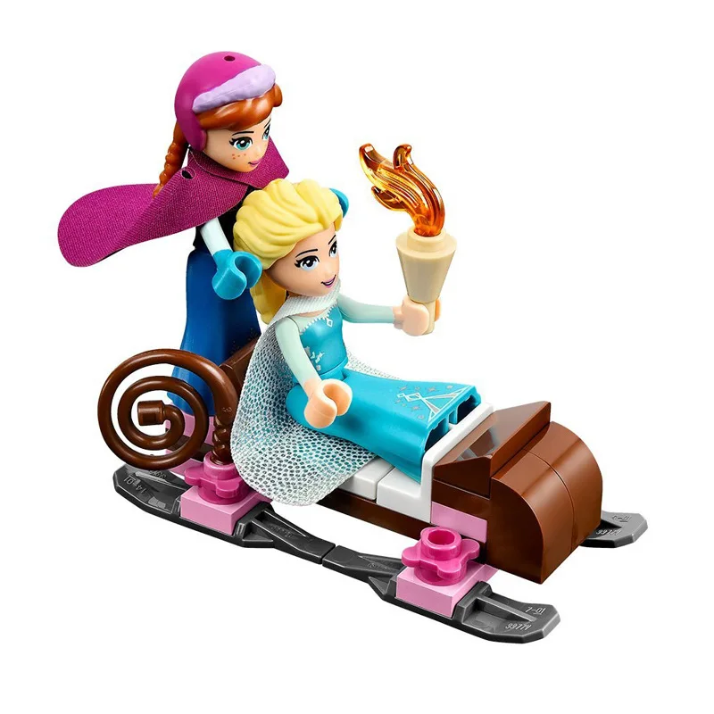 Disney Princess Toys Frozen Anna Elsa Snow Queen Elsa's Sparkling Ice Castle Building Blocks Brick Toys Birthday Gift For Kids