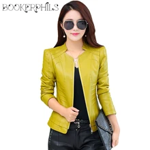 2018 Casual Long Sleeve Women Soft PU Leather Jacket Outerwear Winter Autumn Female font b Slim