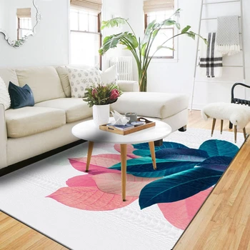 

3D Watercolor Leaf Carpets and Rugs For Living Room Bedroom Anti-Slip Coffee Table Floor Mat Bedside Tapete Rectangle Area Rugs