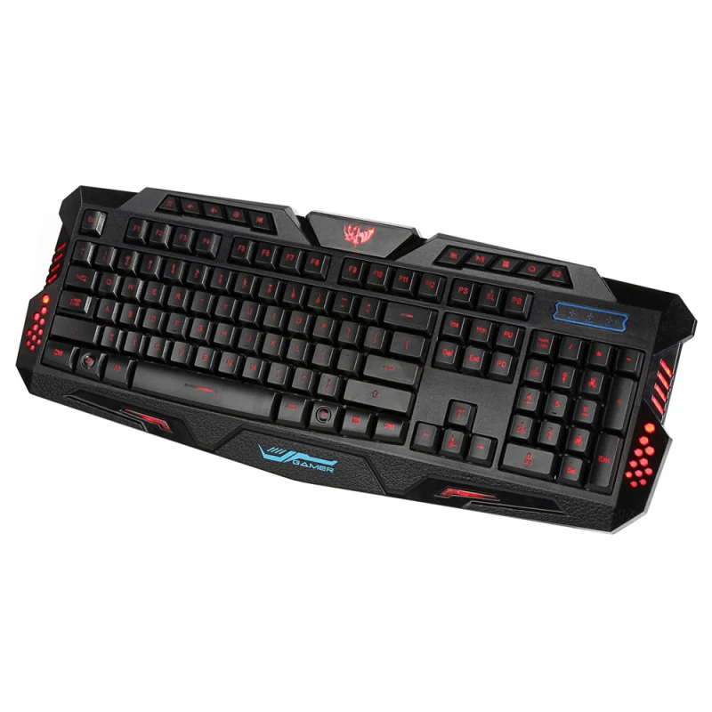 Gaming Keyboard Gamer USB Wired 3 Colors Crack Illuminated Switchable LED Backlight Multimedia PC Gaming Keyboard for Computer Gaming Keyboard Gamer USB Wired 3 Colors Crack Illuminated Switchable LED Backlight Multimedia PC Gaming Keyboard for Computer