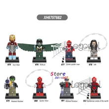 1 pcs 모델 빌딩 블록 인물 starwars 슈퍼 히어로 아이언 맨 독수리 스파이더 맨 실크 가면 강도 diy 완구 어린이 선물(China)