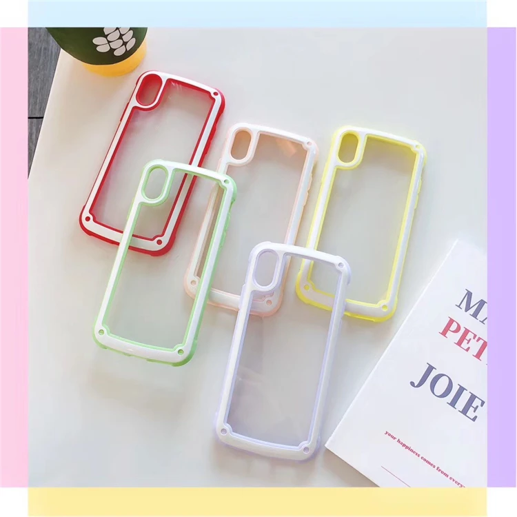 

Clear Candy Color Edge Phone Case For iphone XS Max Case For iphone X XR 8 7 6S 6 Plus Cover Fashion Anti Knock TPU Cases