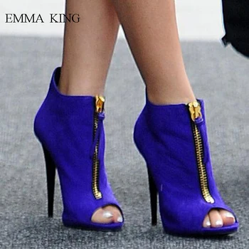 

2019 Sexy Ankle Boots for Women Open Toe Front Zipper Design Spike Heels Ladies Shoes Short Boots Fashion Women Sandals Botines