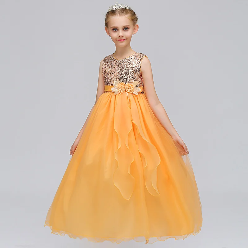 Summer Fancy Girl Dress Sequins Patchwork Children Girls Prom Dress