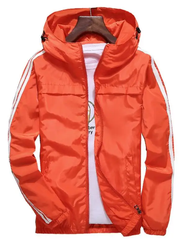 Spring Autumn Hooded Windbreaker Jacket Women Men Zipper