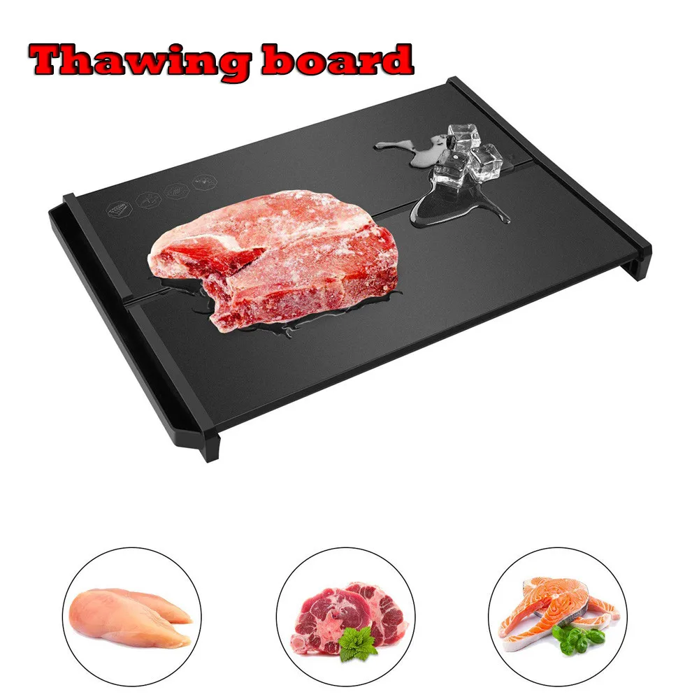 

Fast Defrosting Meat Tray Frozen Meat Tray Rapid Defrost Food Thawing Plate Safe Board Food Chopping Blocks Kitchen Tool Black