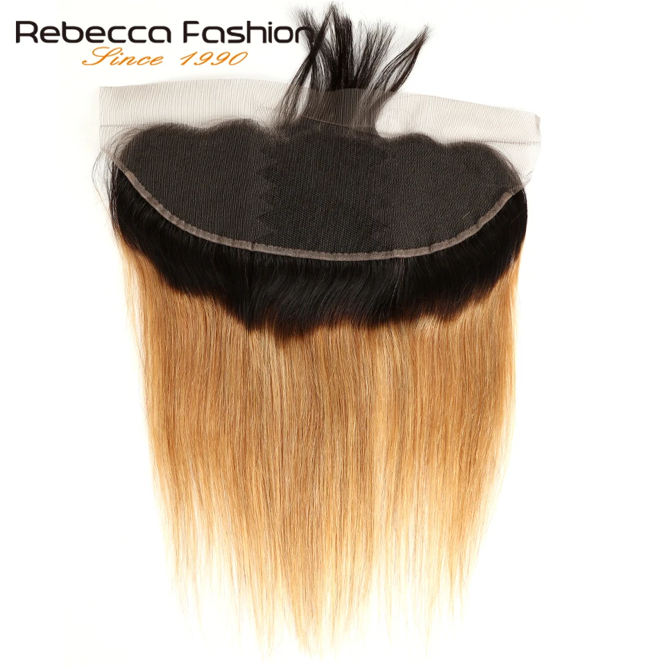 Rebecca Ombre пряди с фронтальной два тона 1B/99J 1B/27 1B/30 бразильские прямые волосы 3 4 пряди с фронтальной застежкой