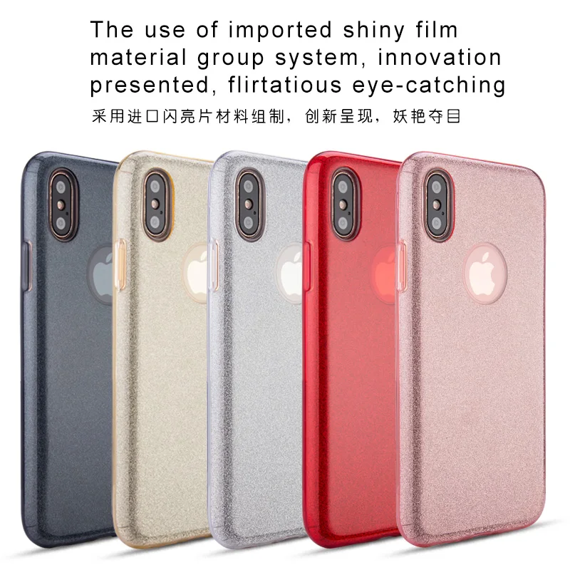 New Slim Luxury Glitter Bling Case For Apple Iphone5 6 7 8Plus X 5SE 5S 6S Soft Silicon 3in1 Gradient Moblie Phone Protector |