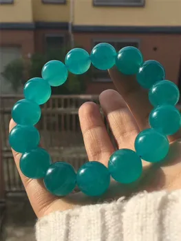 

14mm Natural Ice Amazonite Bracelet Gemstone Mozambique Crystal Green Round Bead Stretch Bracelets Jewelry For Women Men
