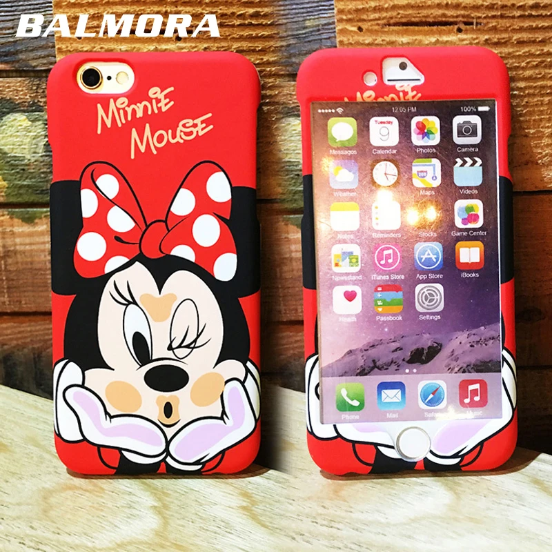 

BALMORA 2017 Fashion Luxury Soft Silicone Case For iPhone 6 Cases 6s 7 Plus Cute Minnie Mickey Full Cover For iPhone 7plus Case