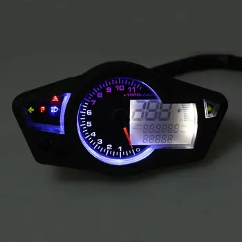 

50PCS/LOT Motorcycle LCD Speedometer Motorcycle Digital Odometer Speedometer Tachometer Fit for 2&4 Cylinders(6.8)
