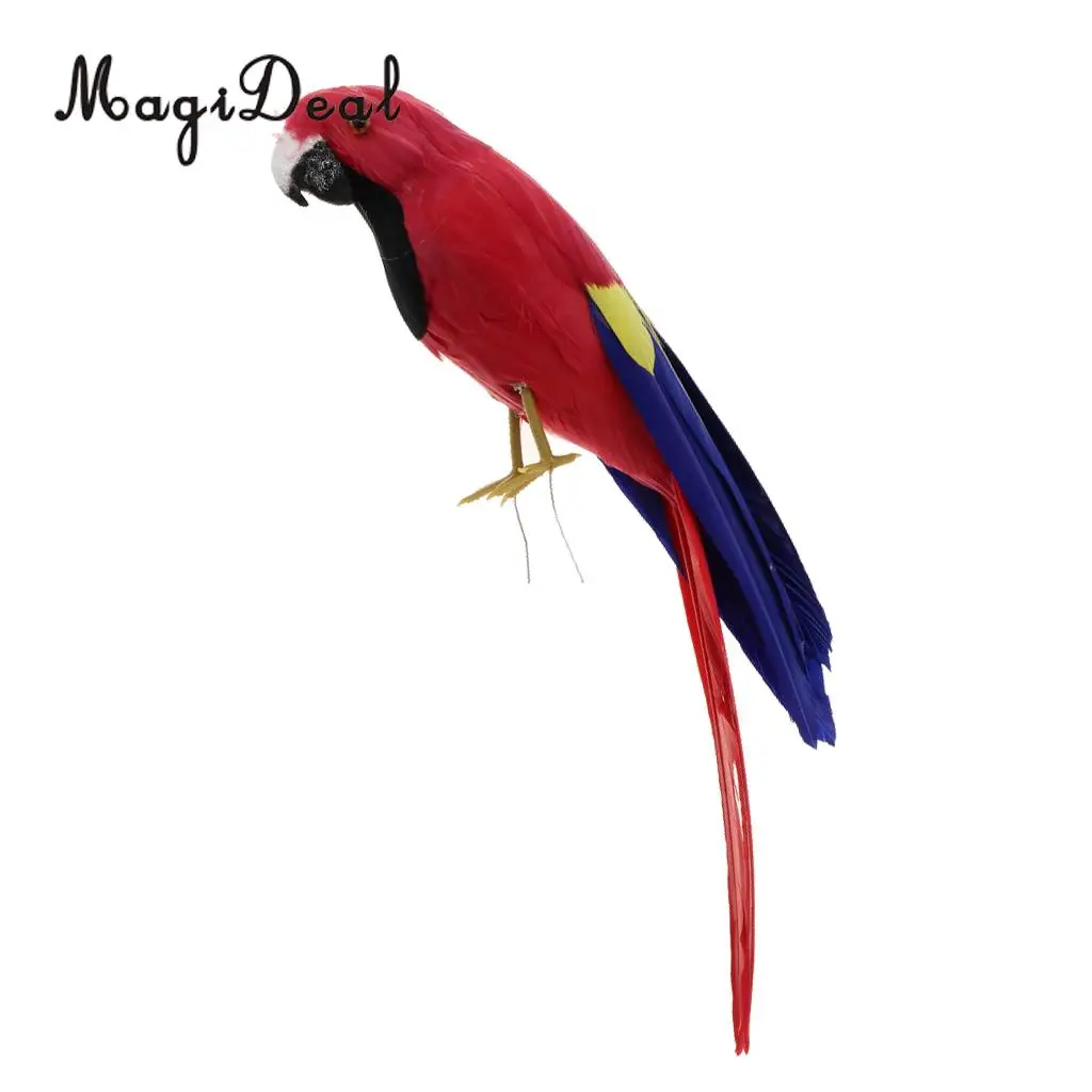 12'' / 30cm Decorative Feather Parrot Model Artificial Bird Statue Macaw Figurine Fancy Dress Props Garden Lwan Tree Decor