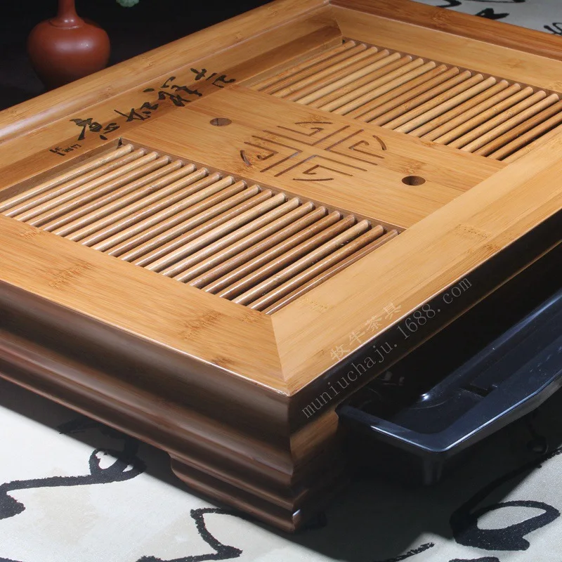 The mixed batch high-grade bamboo tea tray auspicious 50*36*8 Kung Fu tea gift