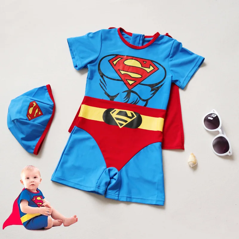 Baby Swimming Suit Boys Superman Swimsuit One Piece Swimwear Bathers Little Infant Boys Bathing