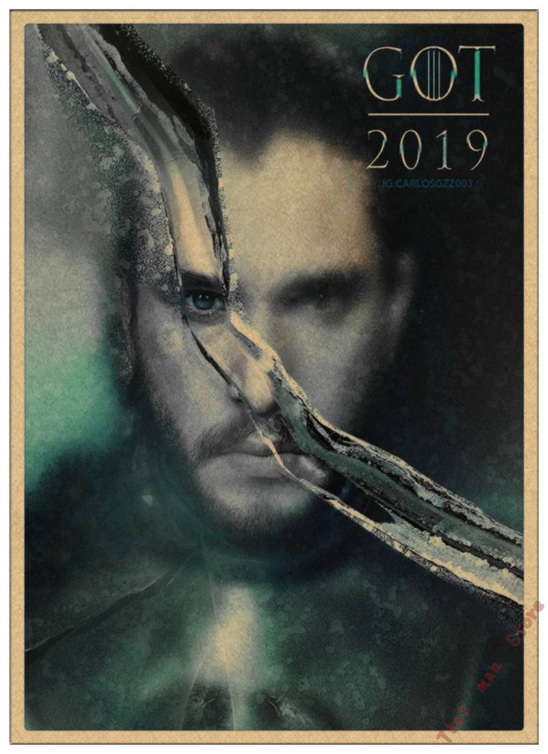 Игра трона GOT Сезон 8 Джон Сноу постер фильмов в стиле винтаж для дома гостиной спальни настенный Декор печатная Картина Настенная живопись - Цвет: Серебристый