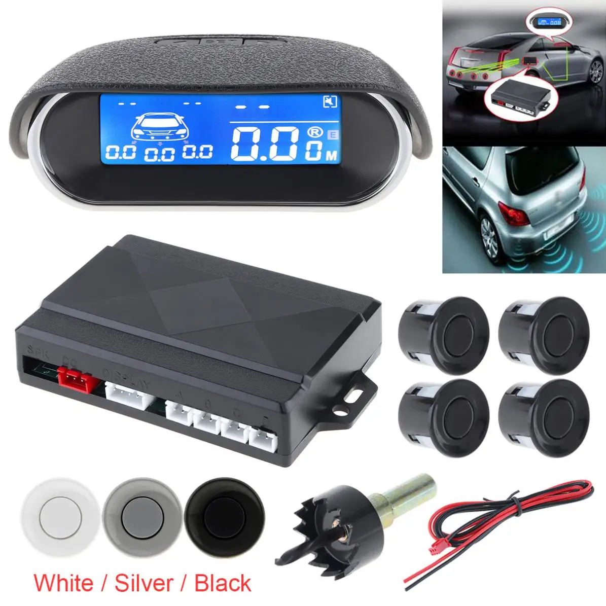 LCD Display Universal Car Monitor Parking Sensor Kit Auto Radar
