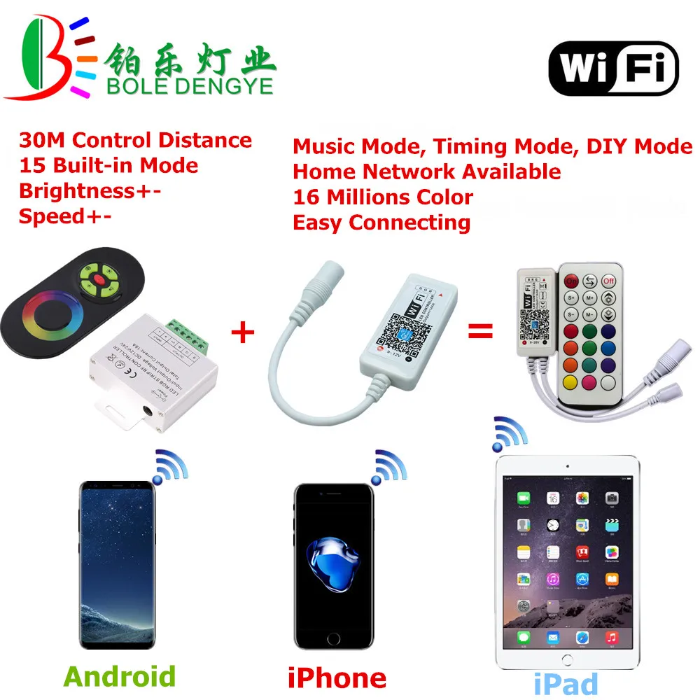 СВЕТОДИОДНАЯ лента SMD 5050 rgb 5 м 10N 15 Wi Fi неводонепроницаемая Светодиодная 12 В + 30